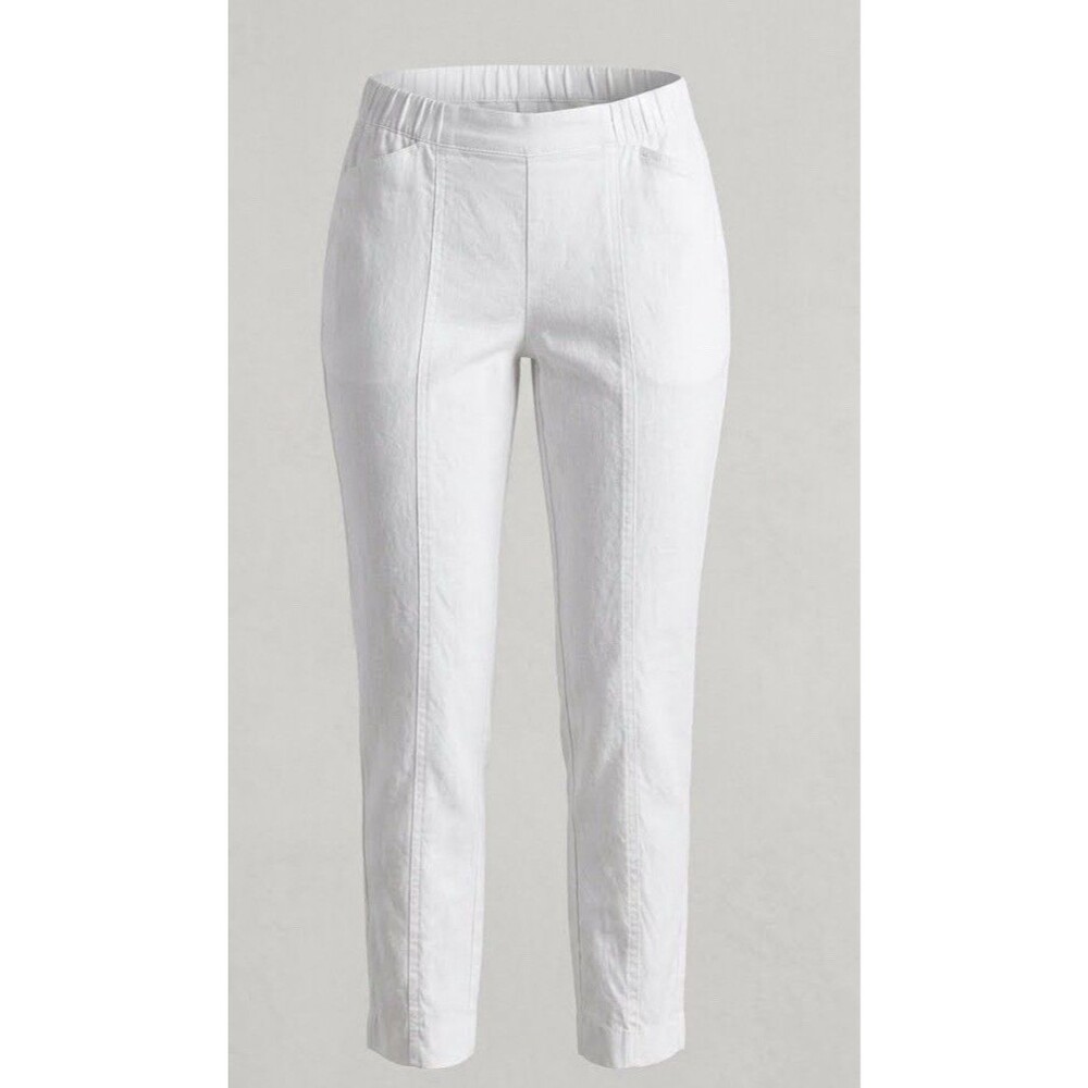 J. Jill Love Linen XS White Pull On Ankle Crop Pants Stretch Coastal